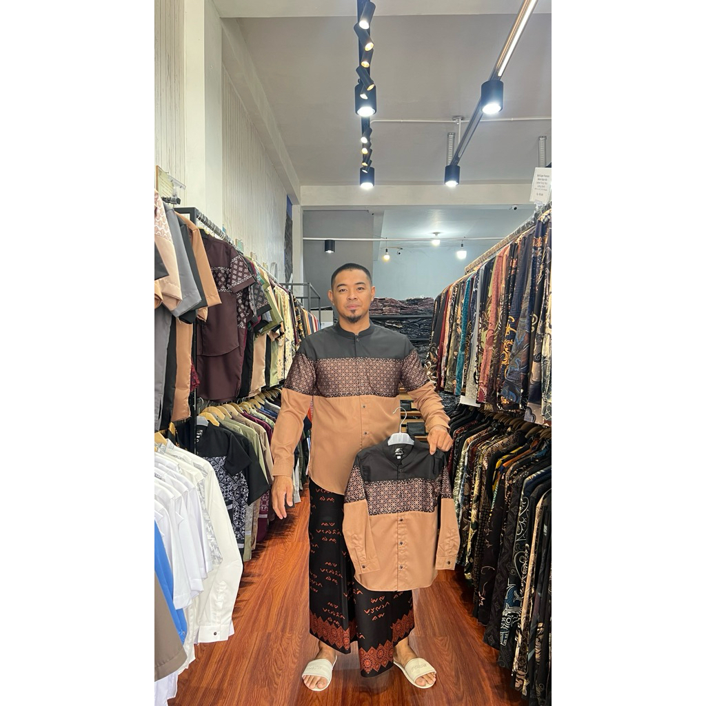 BAJU KOKO BATIK LENGAN PANJANG CREAM