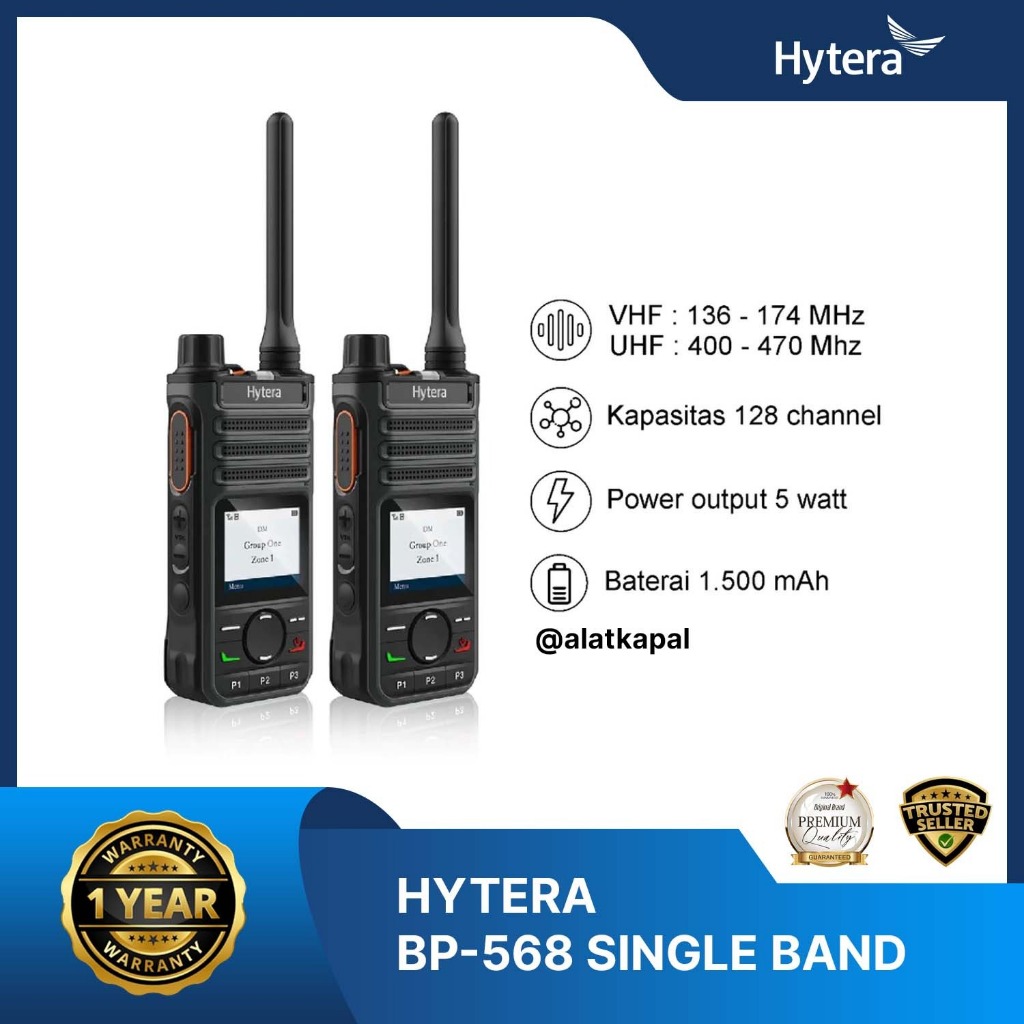 Hytera BP 568 HT DIGITAL, HYTERA-BP568-UHF 400 - 470 MHZ, HT DIGITAL, VHF 136-174 MHZ Garansi Resmi 