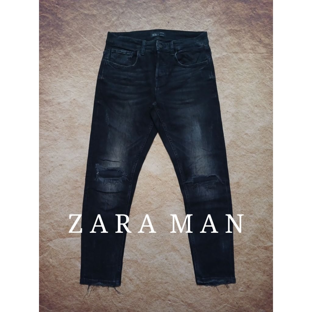 Celana jeans pria ZARA MAN black washed bekas pakai