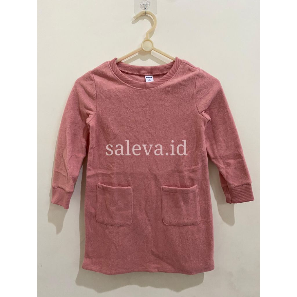 OLD NAVY Sweater Dress Anak Tebal Hangat Lengan Panjang Saku Depan Pink Tua Branded New Old Stock [B