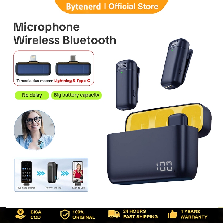 Mic Mini Microphone Bluetooth Mikrofon Nirkabel Lavalier tanpa kabel hp Lapel Mic wireless clip on u