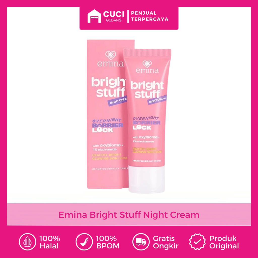 Krim Malam Emina Bright Stuff Night Cream Cream Malam Pencerah Wajah Untuk Kulit Kusam Bekas Jerawat