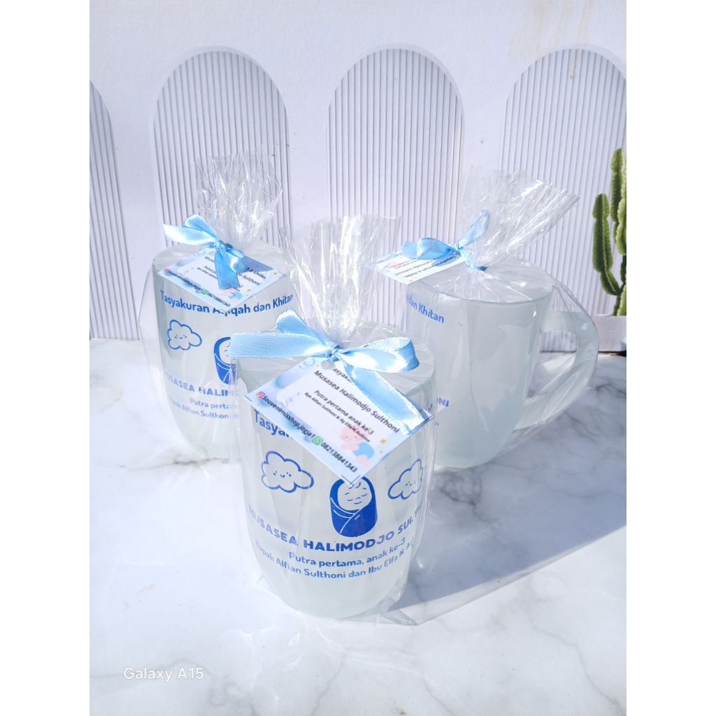 Souvenir gelas besar doff sablon /Souvenir tasyakuran /souvenir 1000hari /souvenir pernikahan gelas