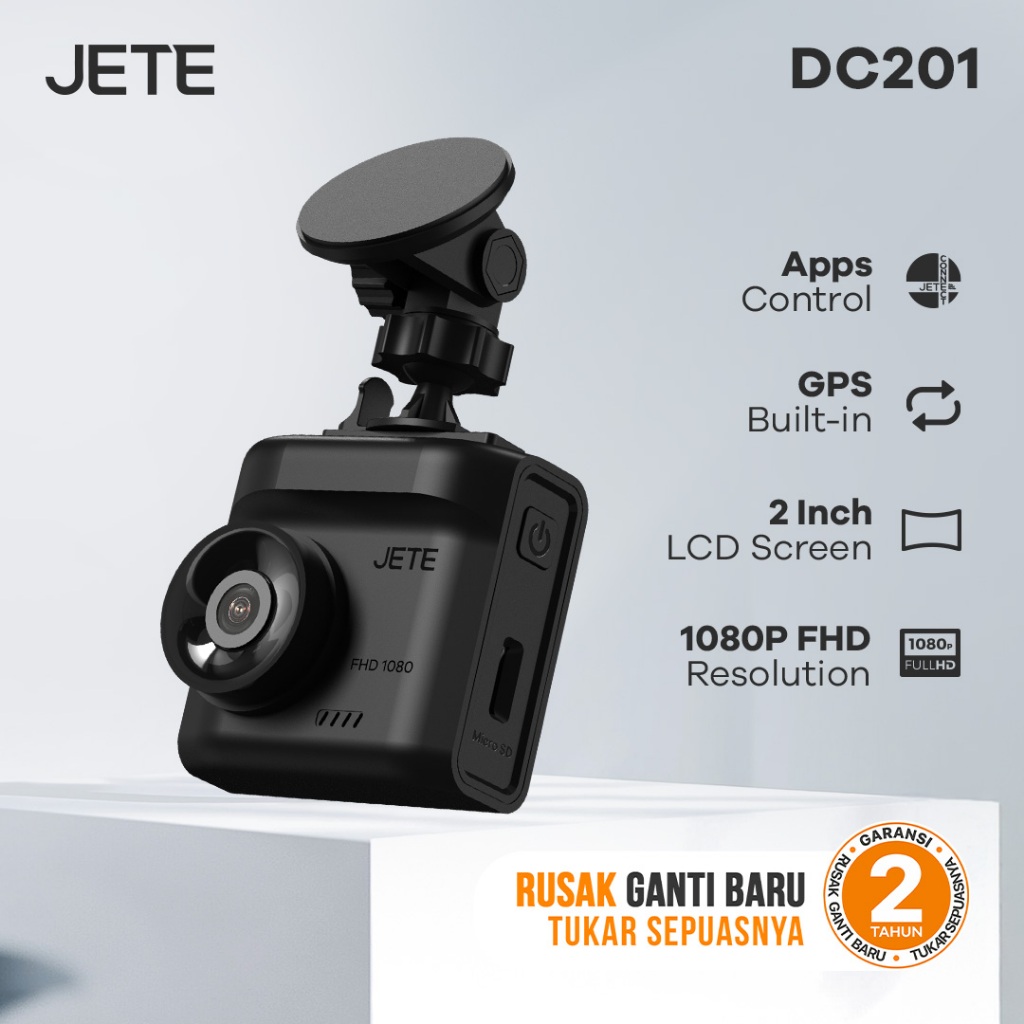 JETE DC201 Dashcam Mobil Full HD 1080p WiFi GPS G-Sensor LCD 2 Inci