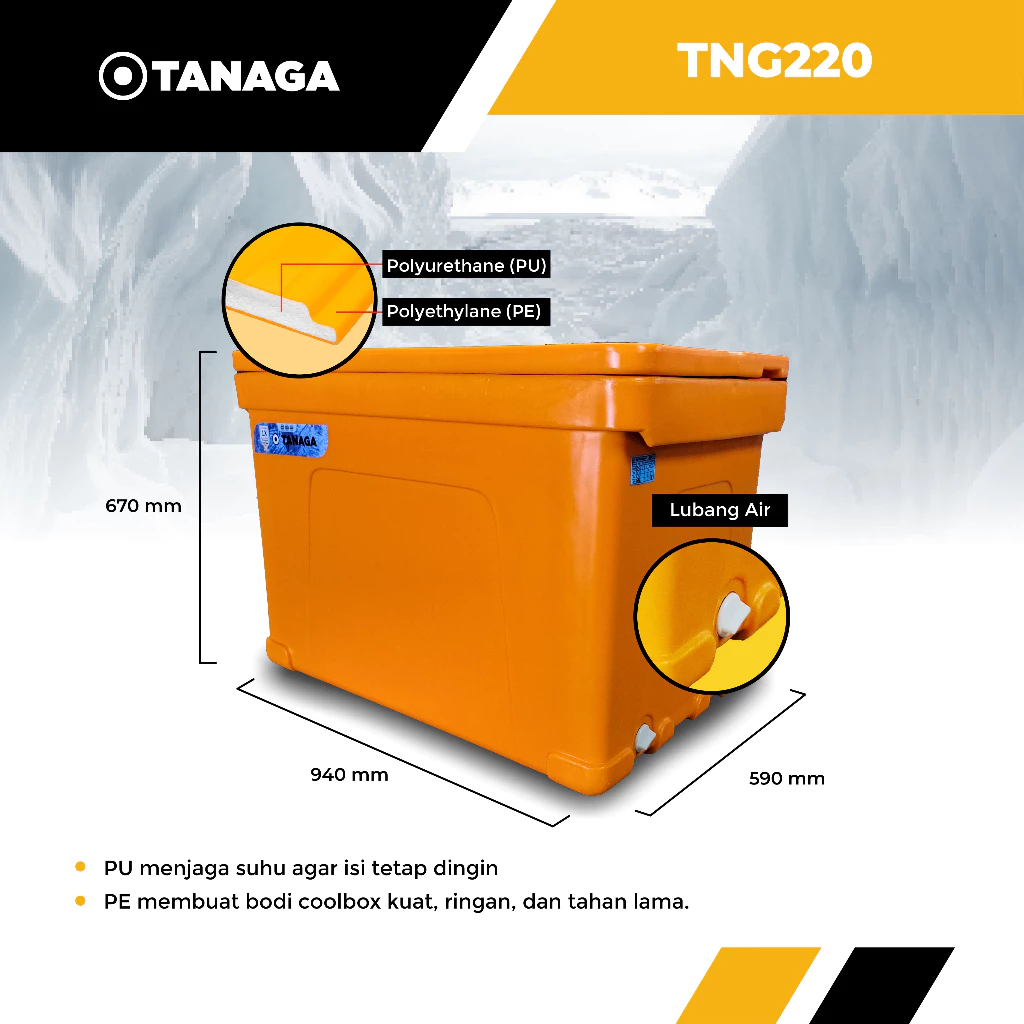 TANAGA Cool Box 220 Liter Cooler Box Kotak Es Ikan Pendingin Tahan Lama