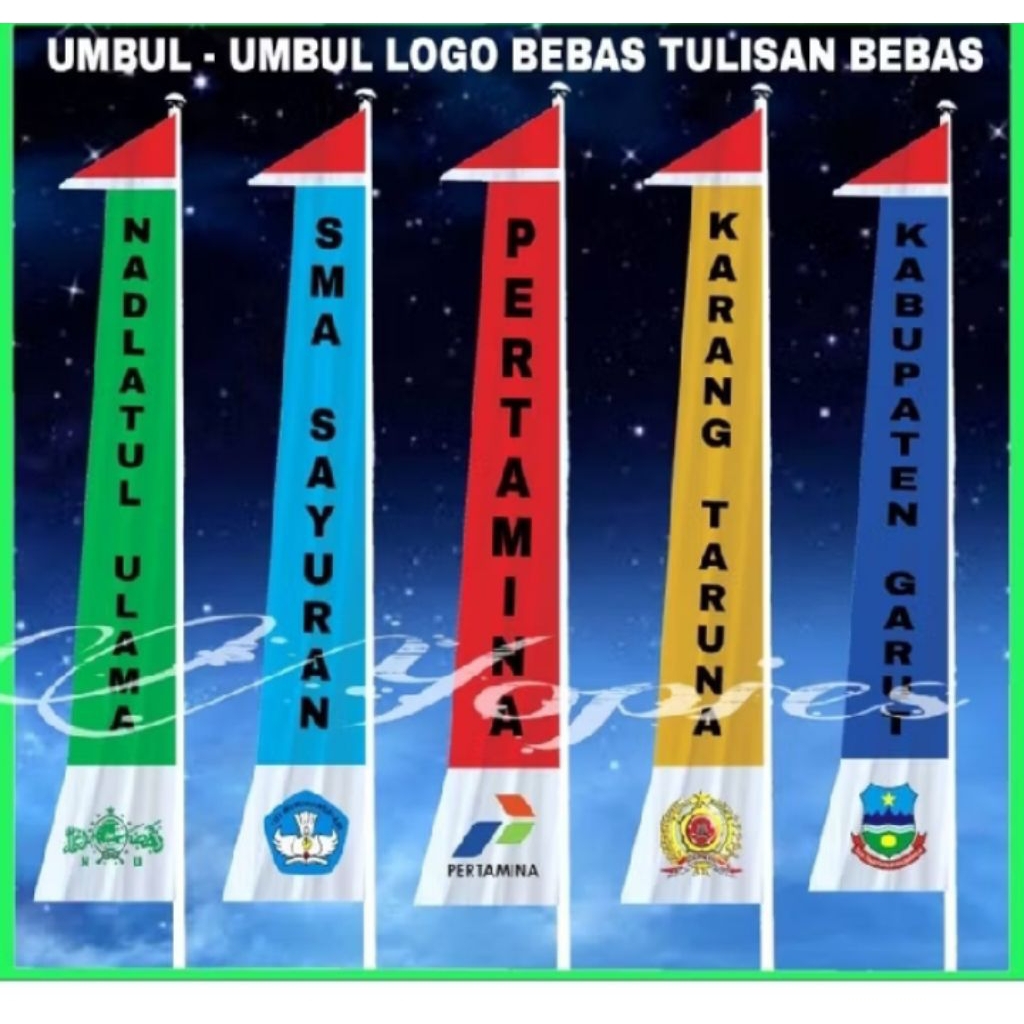 UMBUL-UMBUL CUSTOM REQUEST SABLON LOGO & TULISAN 4 MTR