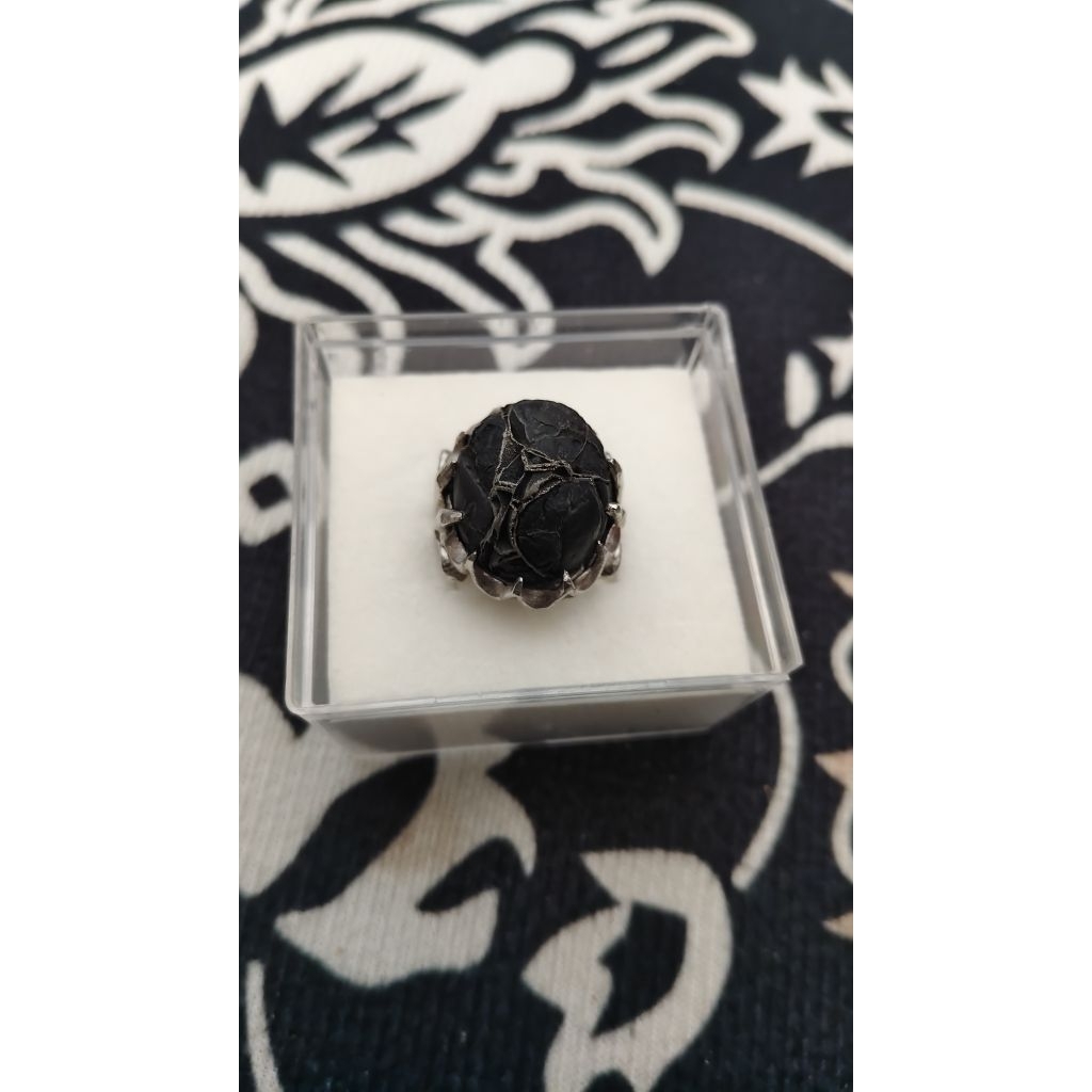 cincin batu akik badar besi serat emas