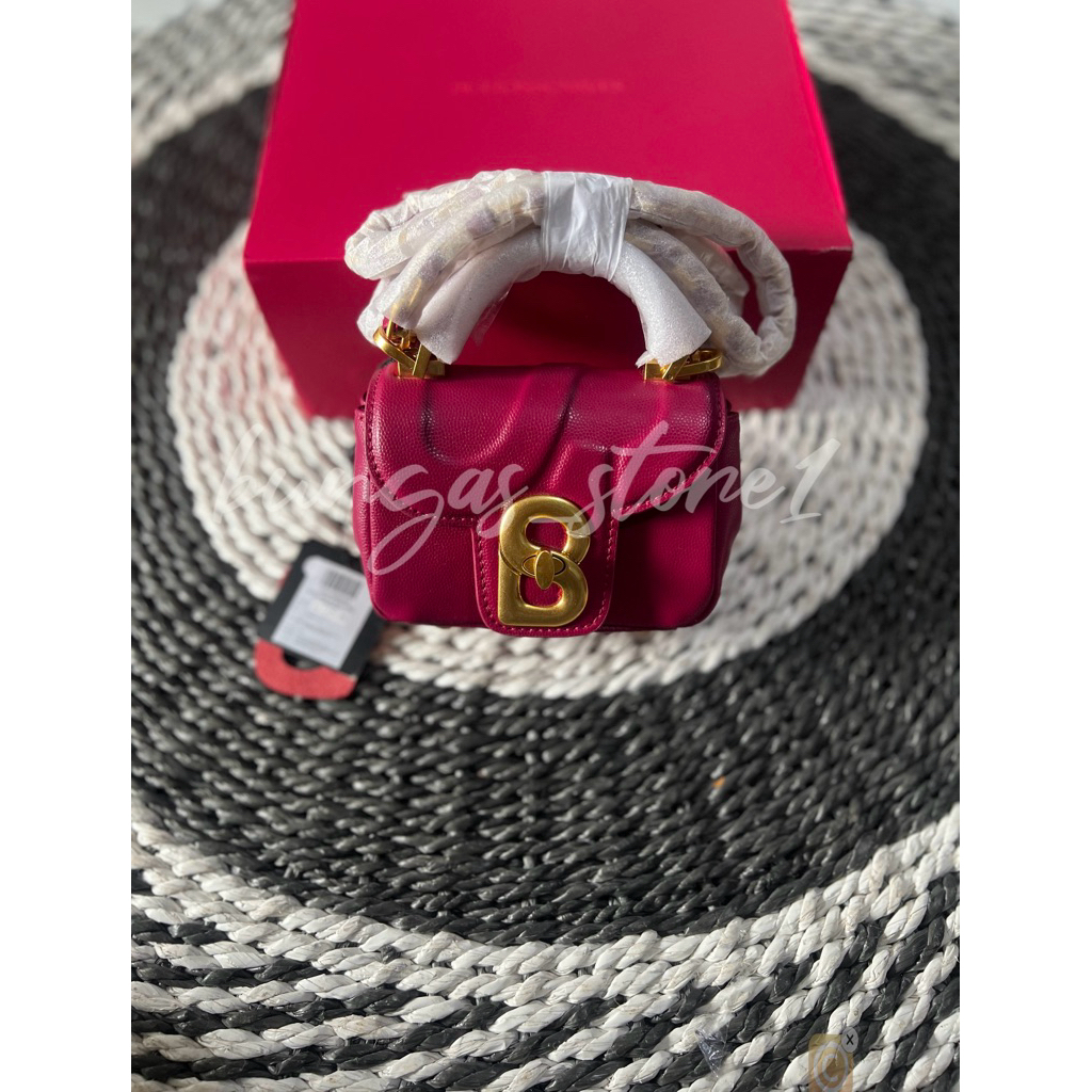 Alma micro leather bag buttonscarves magenta