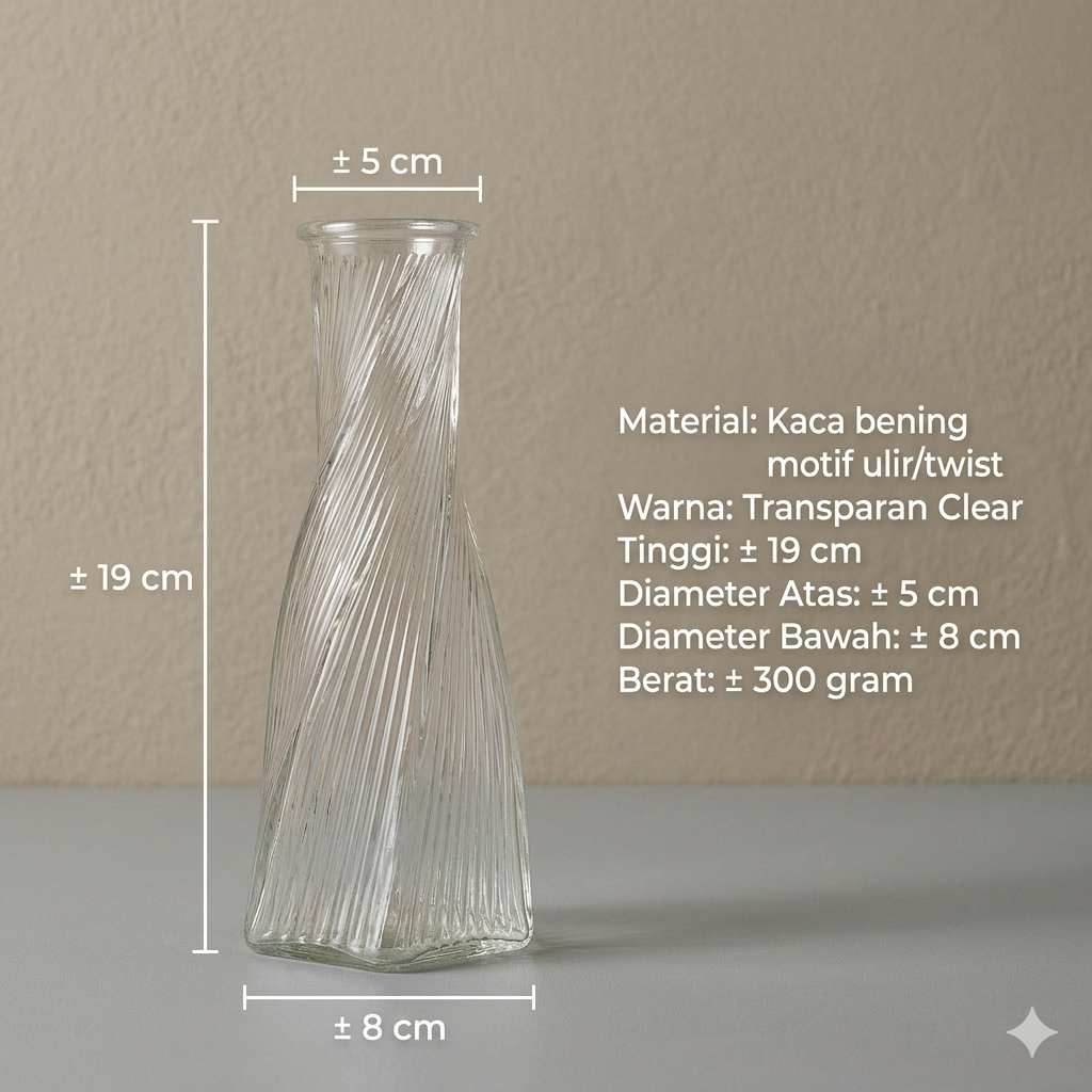 Vas Bunga Kaca Kecil Bermotif / Vas Kaca Kristal