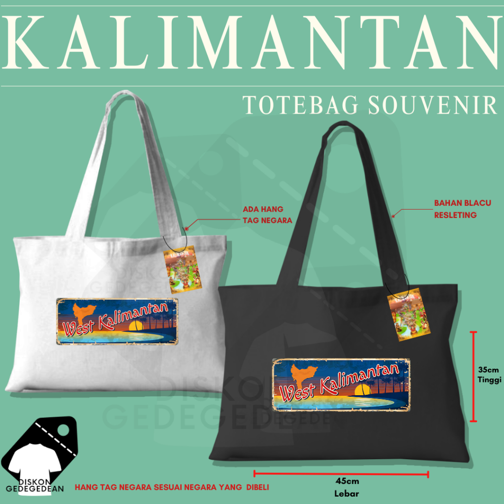 Diskongedegedean Totebag Souvenir Kalimantan Tas Oleh Oleh Kalimantan Bahan Blacu Sablon 2
