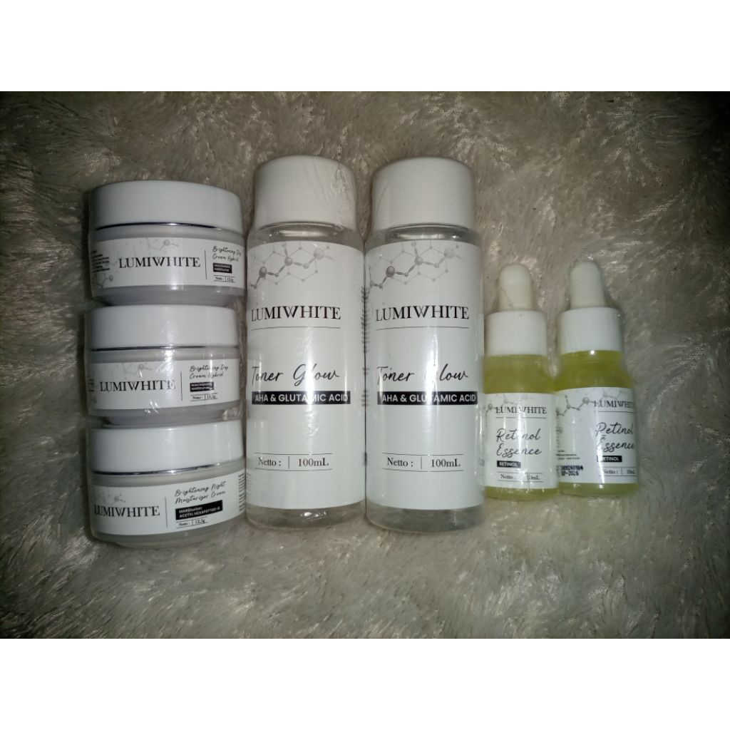 PAKET SKINCARE LUMIWHITE (ORIGINAL): Toner glow Retinol day cream night cream