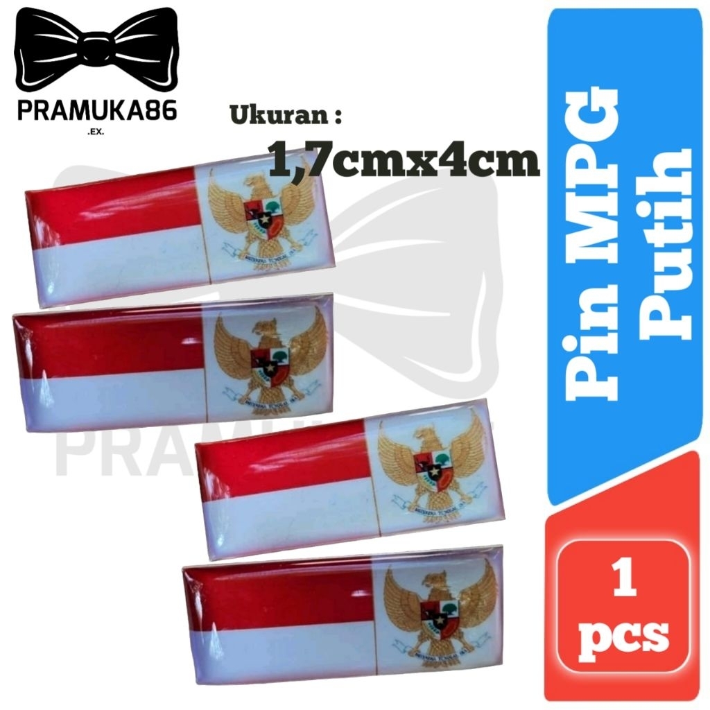 Pin Mpg Putih Lapis Resin / Pin Aksesoris Merah Putih Garuda Dasar Putih / Pin Paskibra / Pin Bros M