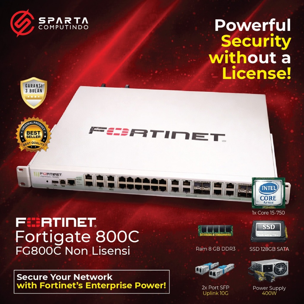 Firewall Fortinet Fortigate 800C FG-800C Second Bergaransi