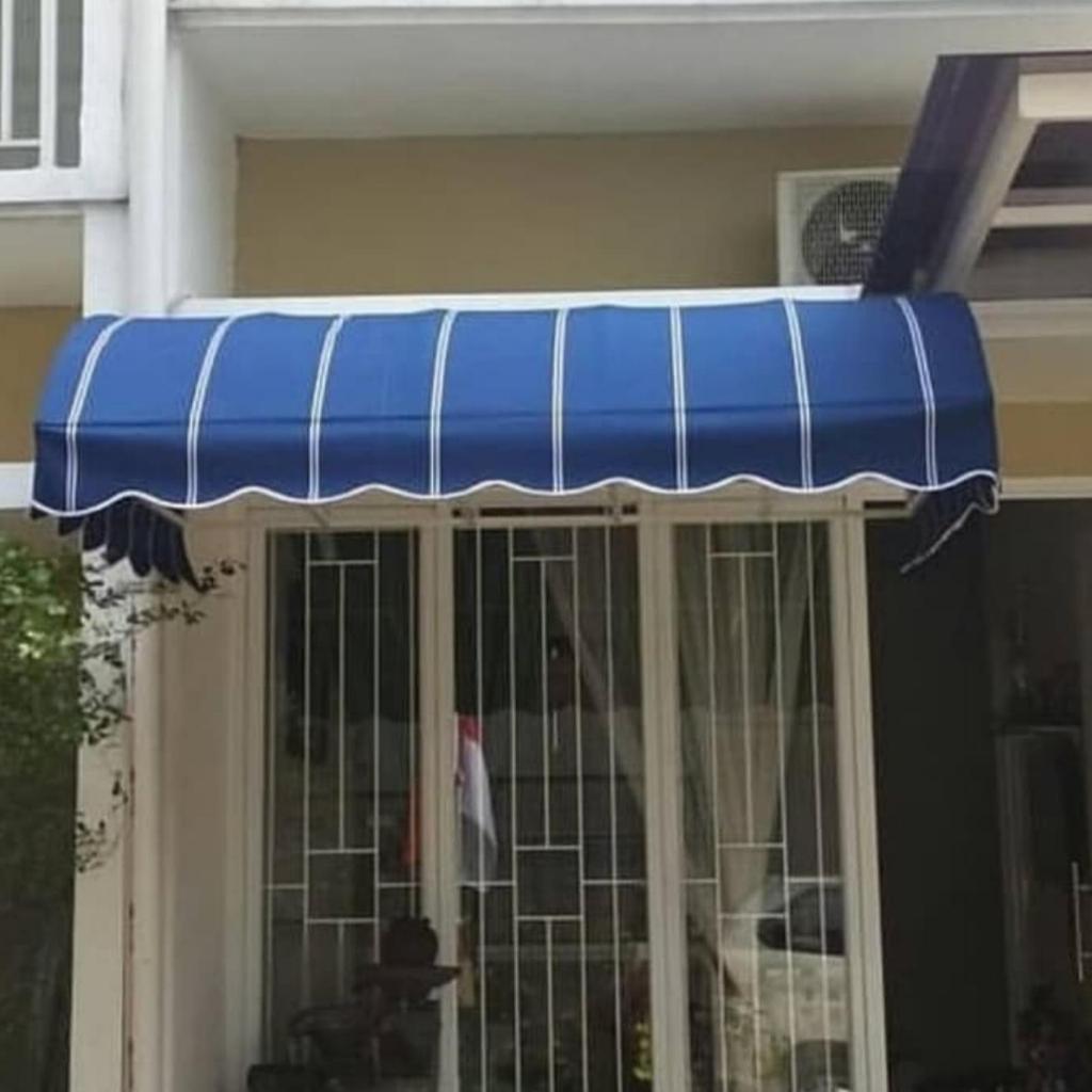 Kanopi Kain warna biru garis putih Berbagai Warna Tersedia pengerjaan cepat