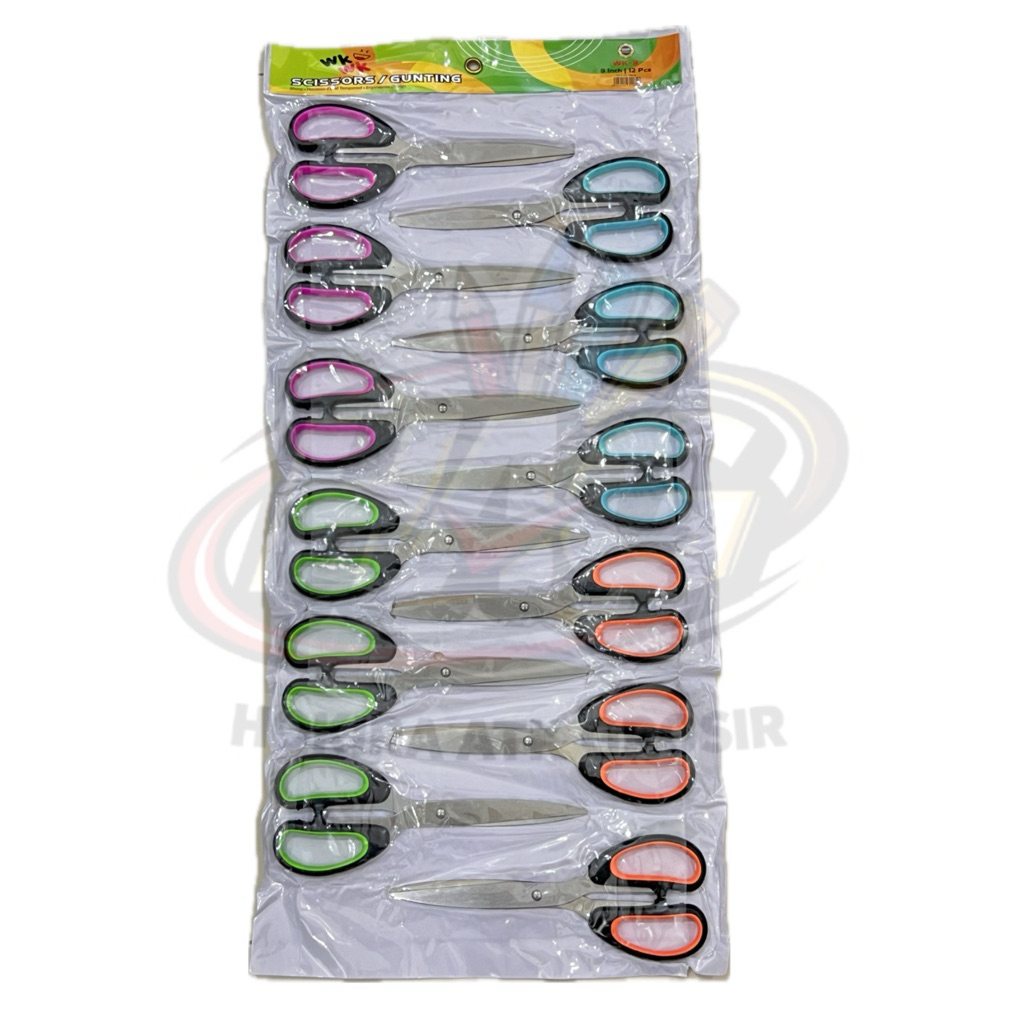 ( 1 Lusin ) Gunting / Scissors Besar 8 Inch Merek WKWK Rentengan