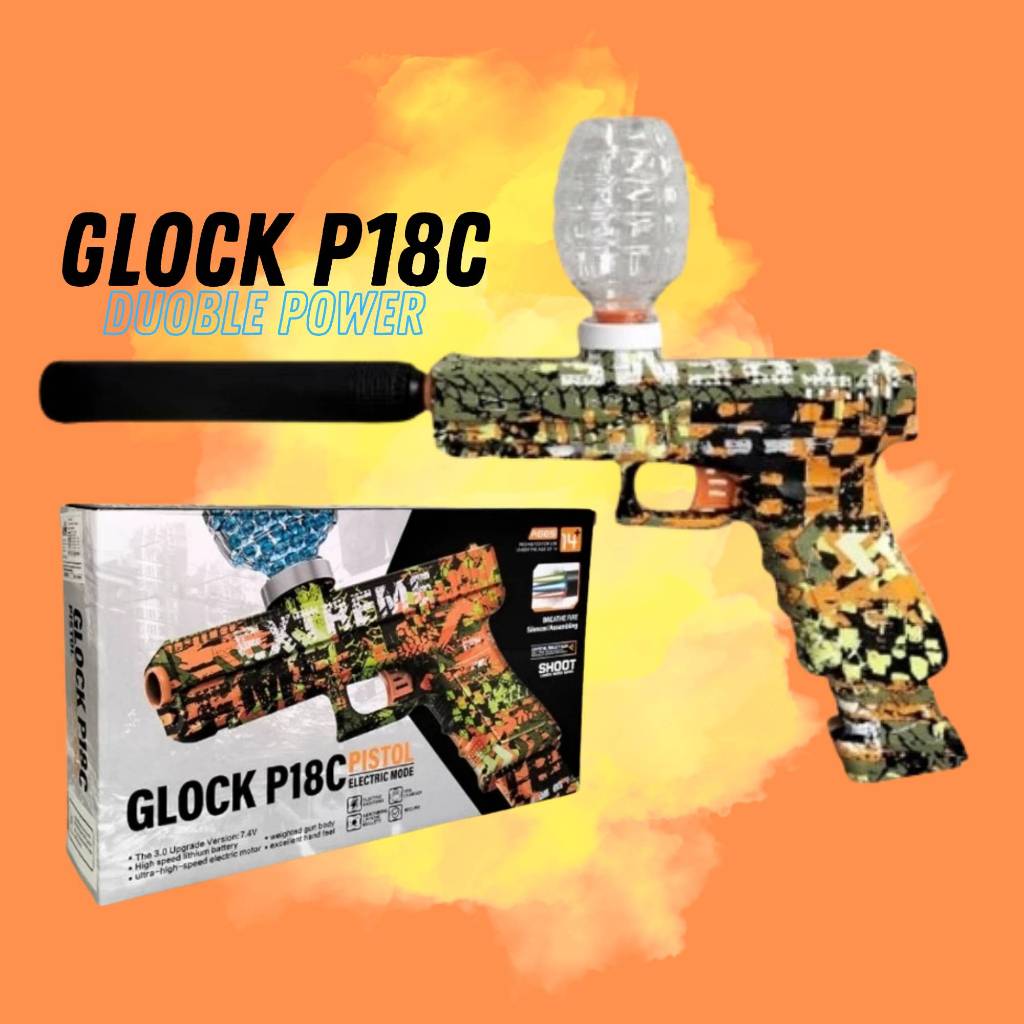 GLOCK P18C EXTRAME - MAINAN GEL WATER BLASTER JELLY WATER AMAN UNTUK ANAK