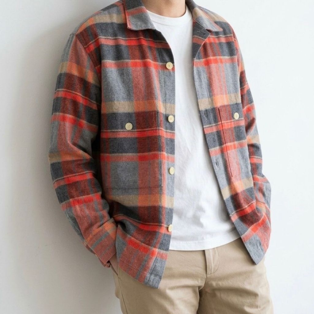 Kemeja Outer Overshirt Flannel UNIQLO GU L/XL