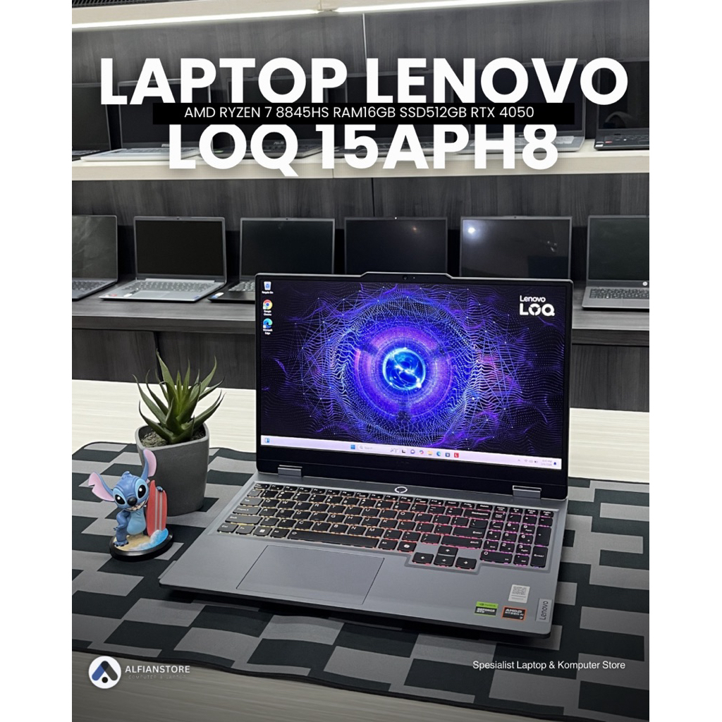 LAPTOP LENOVO LOQ 15APH8 AMD RYZEN 7 8845HS RAM16GB SSD512GB RTX 4050