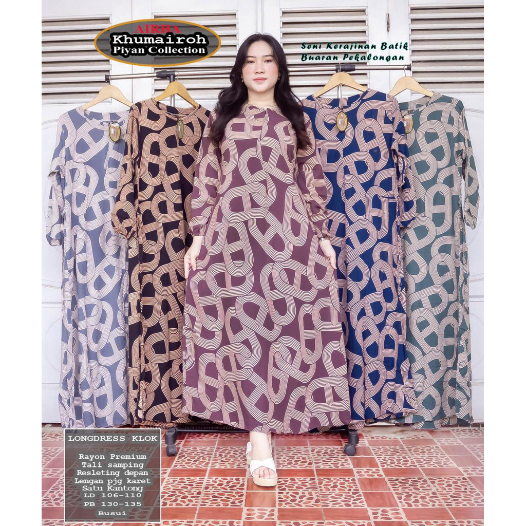 LONGDRES REMPEL BAWAH BATIK PRINT - DASTER LENGAN PANJANG KARET MOTIF KEKINIAN