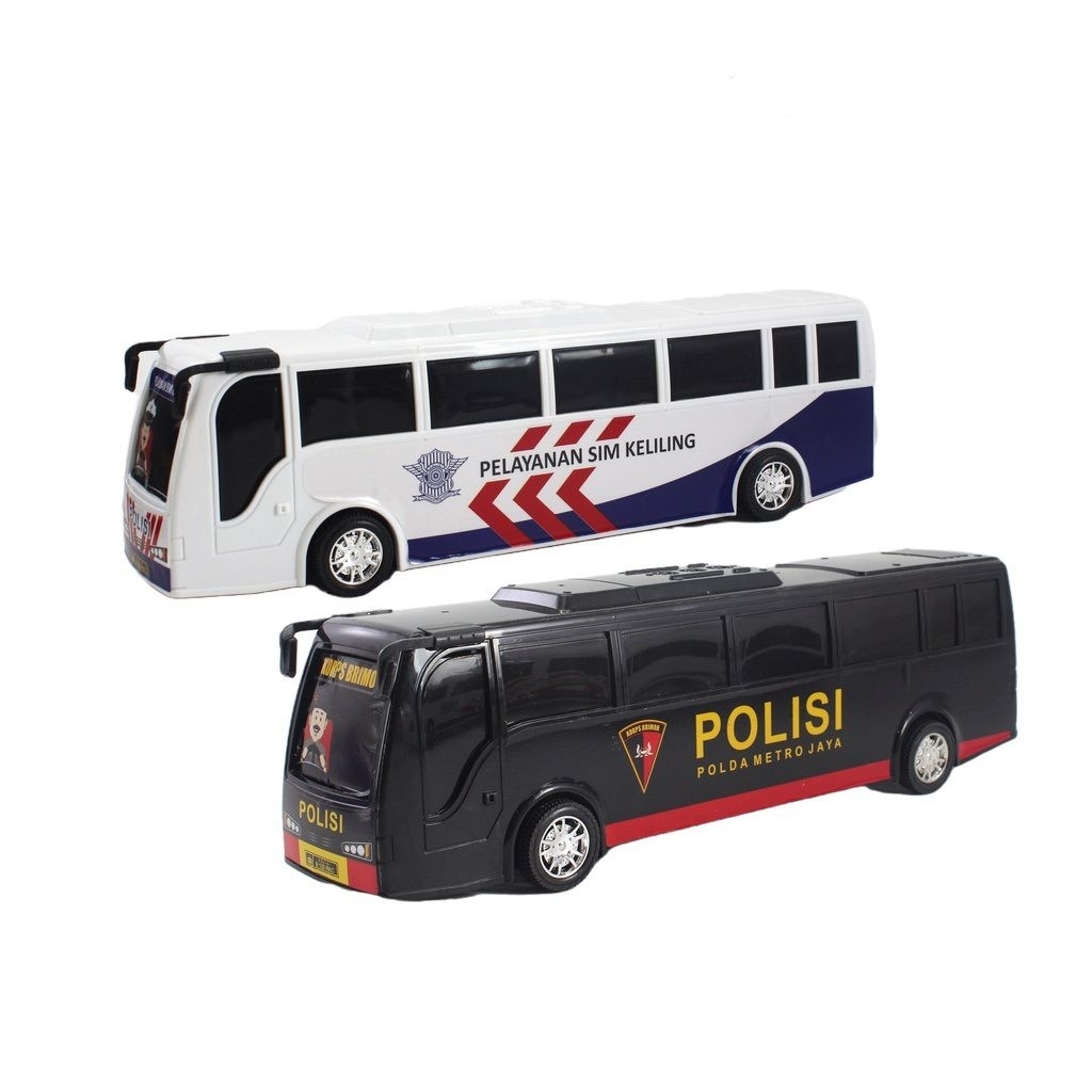 RKC Mainan Kendaraan Bus Polisi Police Bus Friction - Mainan Bis Polisi Bus Polisi Miniatur Bus RKC0