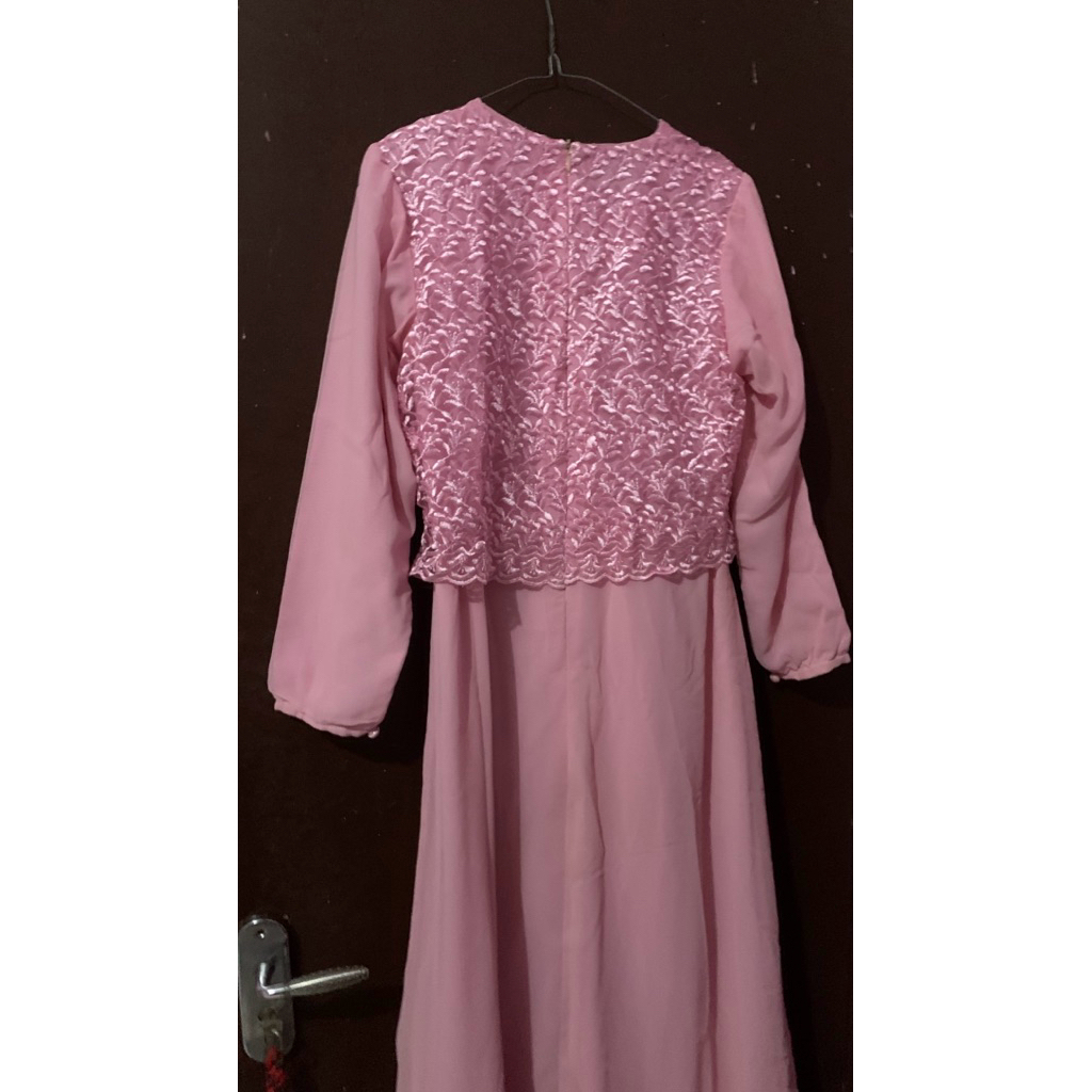 pl dress/gamis lebaran pink/baju lebaran wanita/preloved