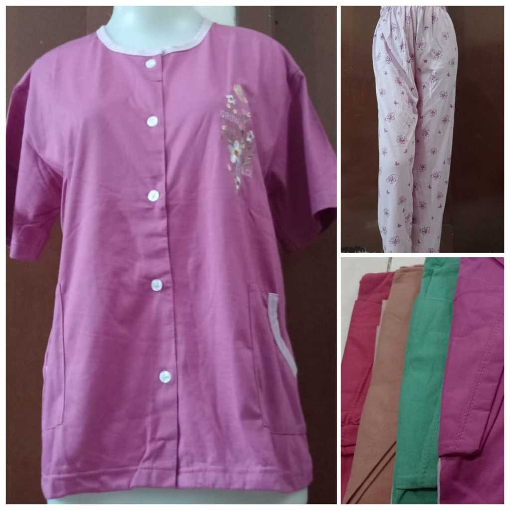 Babydoll CP AMRO Label MERAH Baby Doll Lengan Pendek Celana Panjang Baju Tidur Wanita