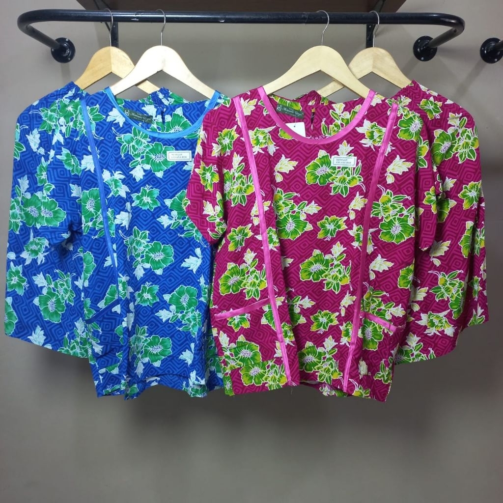 Kencana Ungu Oneset  RC Tunik Mama Model Lengan dan Celana Pendek Bahan Rayon Adem Motif Bunga