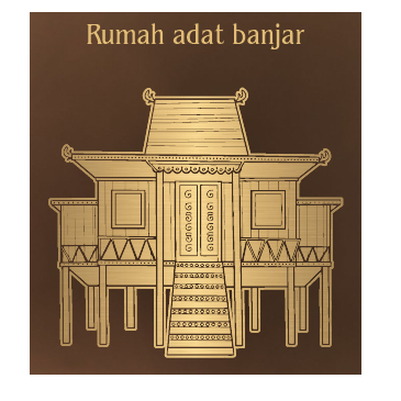 logo rumah adat banjar bubungan tinggi baanjung kalimantan selatan kalsel dekorasi miniatur replika 