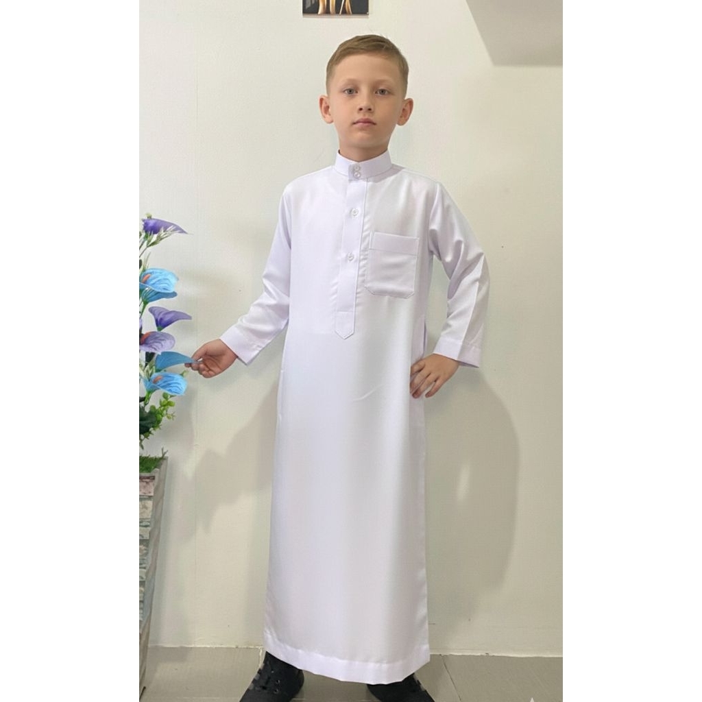 jubah anak putih katun premium emilum Gamis pria premium polos putih hitam