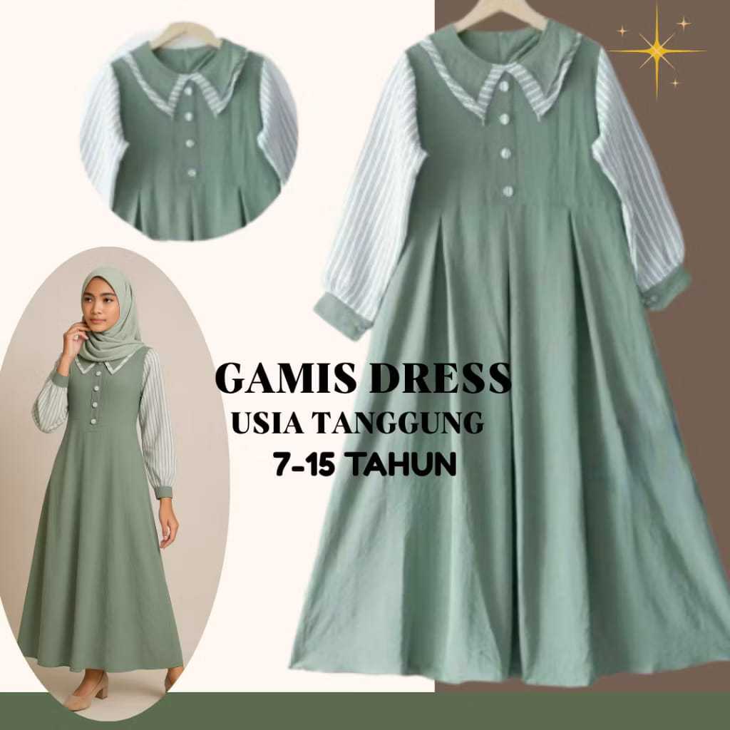 DRESS MUSLIM REMAJA CRINKLE AIRFLOW PREMIUM GAMIS ANAK 8-17 TAHUN AFFIA DRESS KIDS /BAJU MUSLIM