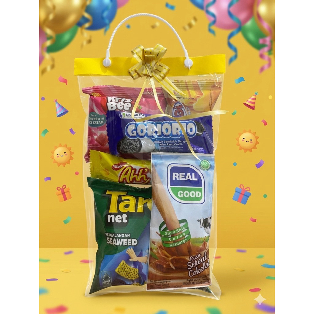 SNACK ULANG TAHUN ANAK MURAH/BINGKISAN ULANG TAHUN ANAK/PAKET ULTAH PREMIUM SNACK ANAK FREE KARTU/SO