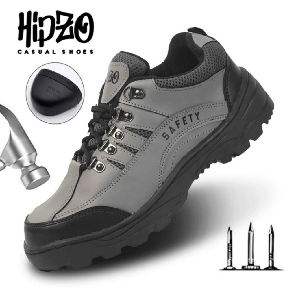 Hipzo Sepatu Safety Boots Pria Ujung Besi ORIGINAL HIPZO M061 100%