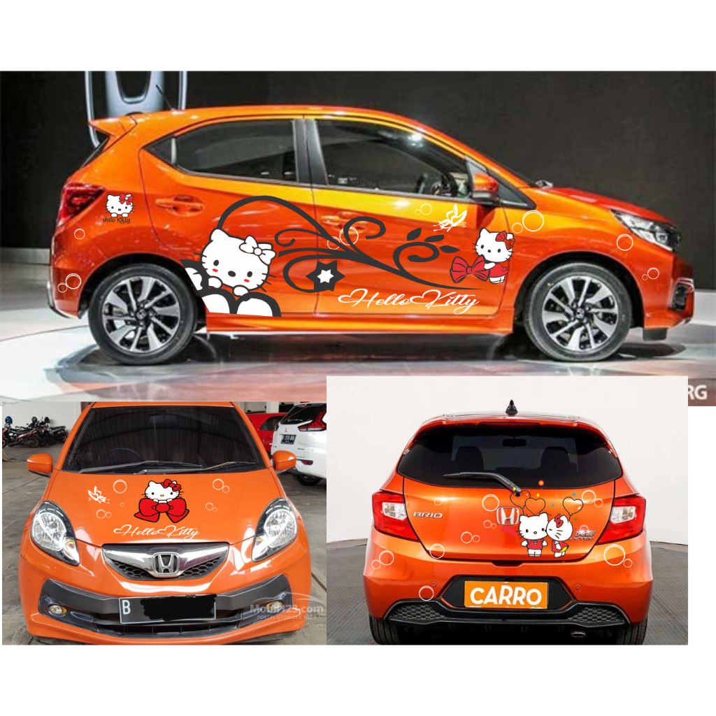 Stiker Mobil Hello Kitty Full Body Waterproof untuk Honda Brio, Agya, Ayla, Jazz, dll