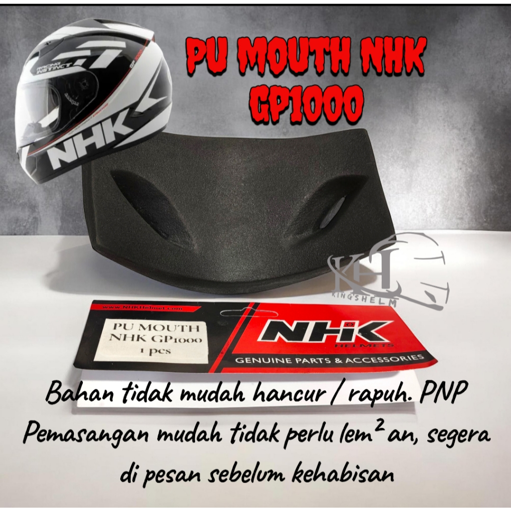 PU Mouth NHK GP1000 Hitam, Aksesoris Helm, Bahan Tahan Lama, Mudah Dipasang