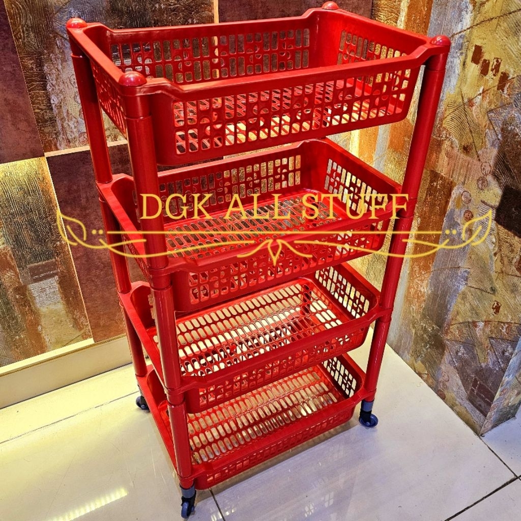 Rak Keranjang Troli Segi Persegi Jumbo Besar Dapur Salon Dorong Toilet Kamar Mandi Buku Ciki Snack M
