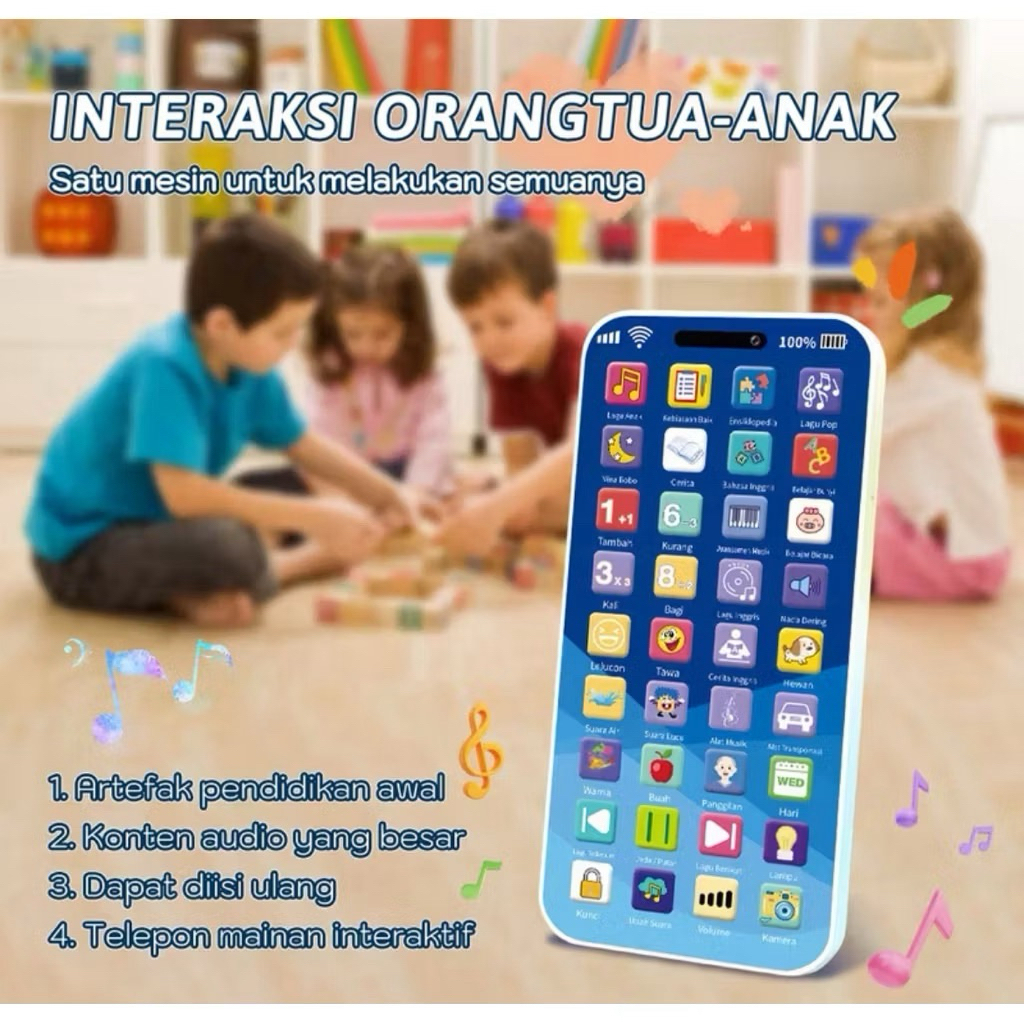 MAINAN SMART HP ANAK ANAK MAINAN SUARA MUSIK EDUKASI 36 TOMBOL MAINAN TELEPON HP IPHONE ANAK 28
