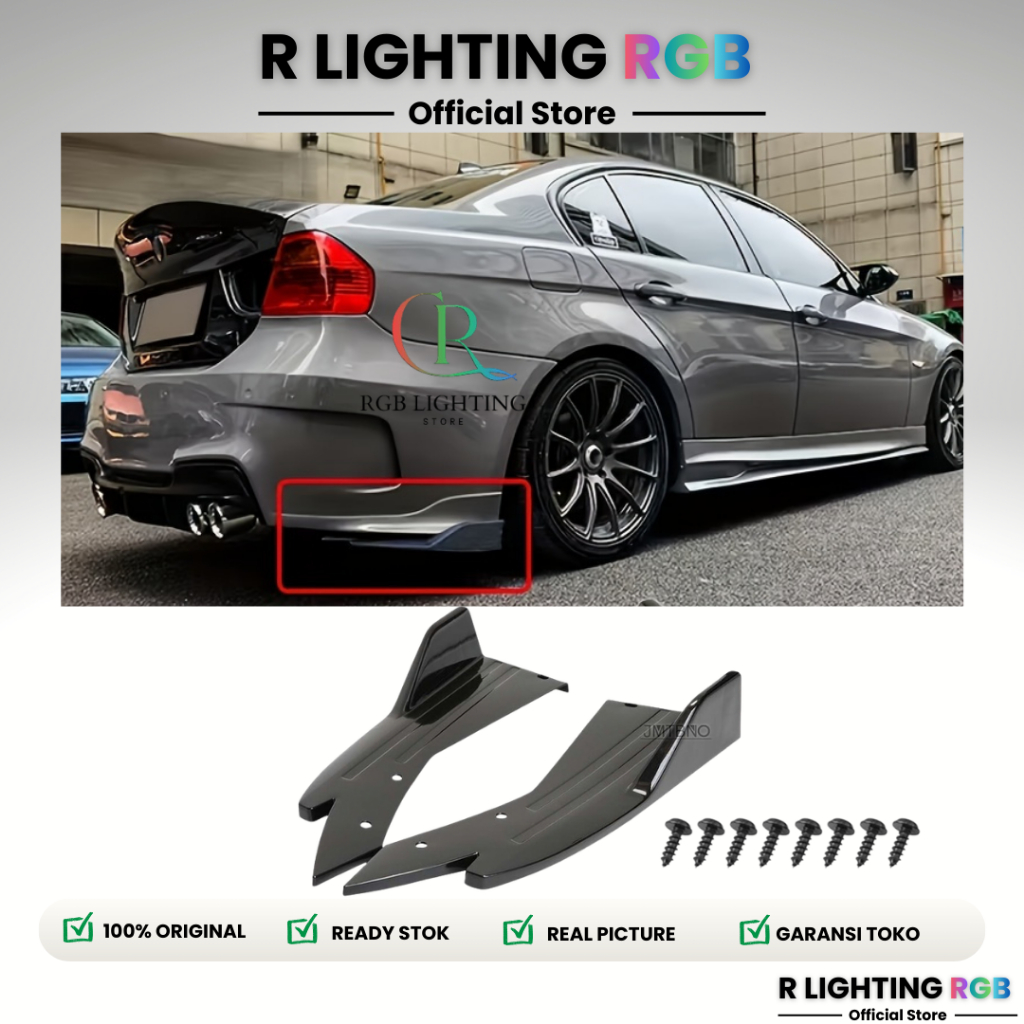 READY Canard Bumper Belakang Mobil Universal Rear Diffuser Winglet Racing Look ABS Carbon dan Hitam