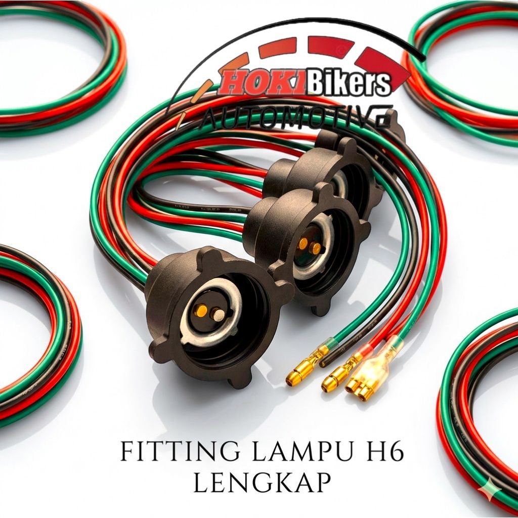 Soket Kabel Fitting Lampu Depan Motor Beat Mio Vario Supra - Fiting Lampu H6 Kabel Premium Kualitas 