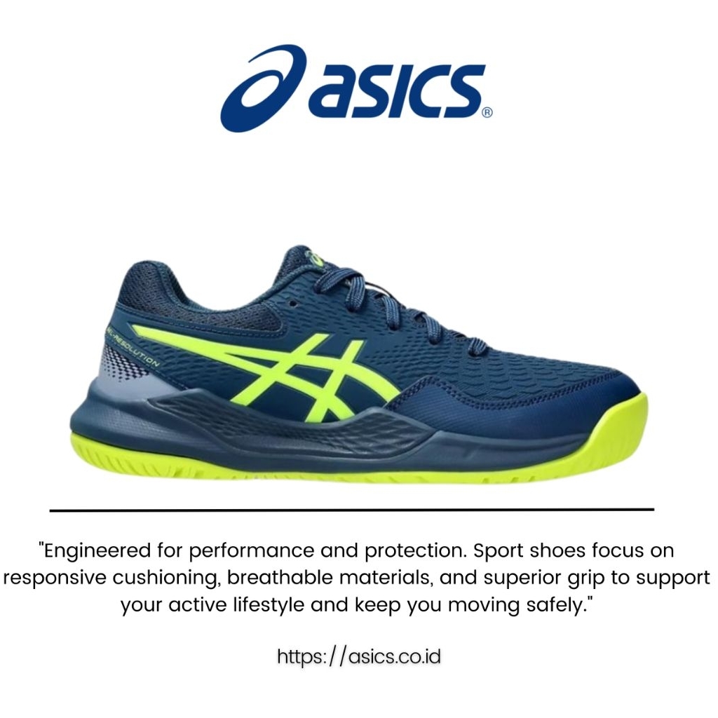 Sepatu Tenis Asics Gel - Resolution 9 Mako Blue Safety Yellow Original