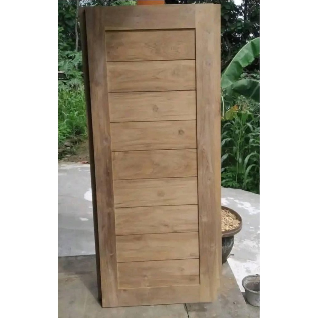 Pintu kamar kayu jati motif minimalis geratis engsel