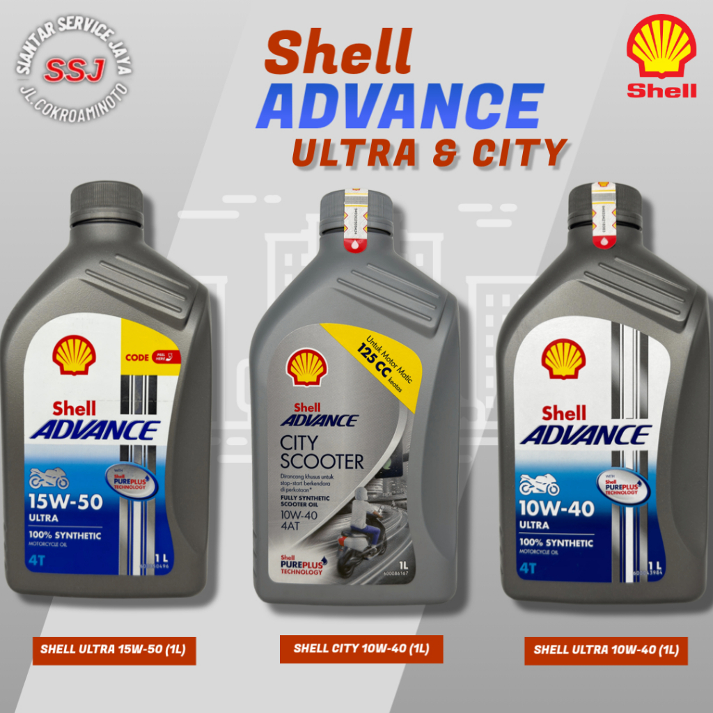 OLI SHELL ADVANCE 10W-40 (1L) / 15W-50 (1L) / 10W-40 4AT (1L Matic) Asli 100% SHELL
