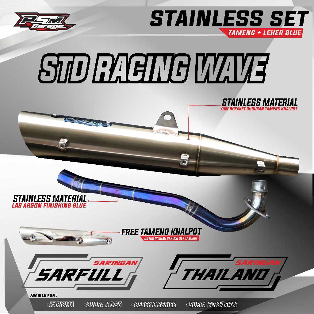 KNALPOT MODEL KHARISMA LEHERAN BLUE SET TAMENG KHARISMA SUPRA X 125 WAVE