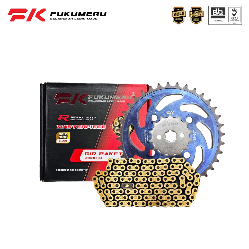 Fukumeru Gear Set Gir Smash New/ Smash / Titan  Gir Set Gear Paket  Chain Kit  Rantai Set Gold Blue