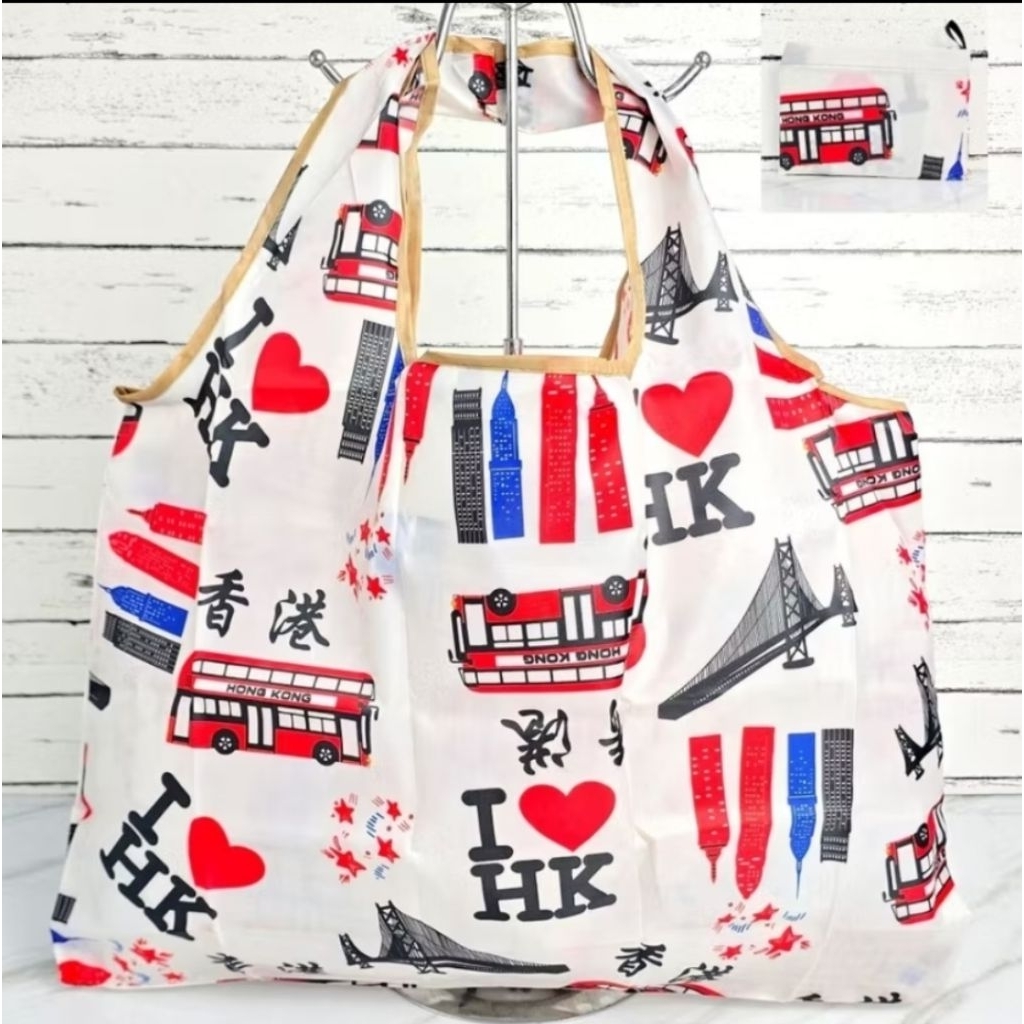 Tote bag i love hongkong tas wanita lipat motif i love hongkong tas belanja lipat motif i love hongk