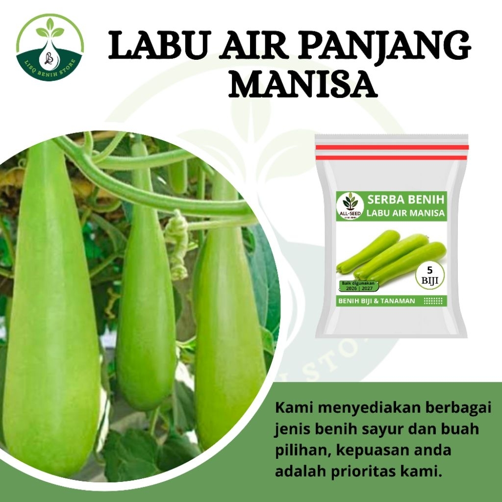 { 5 BIJI } Benih labu air panjang manisa / bibit labu air panjang  / labu air manisa / benih sayuran