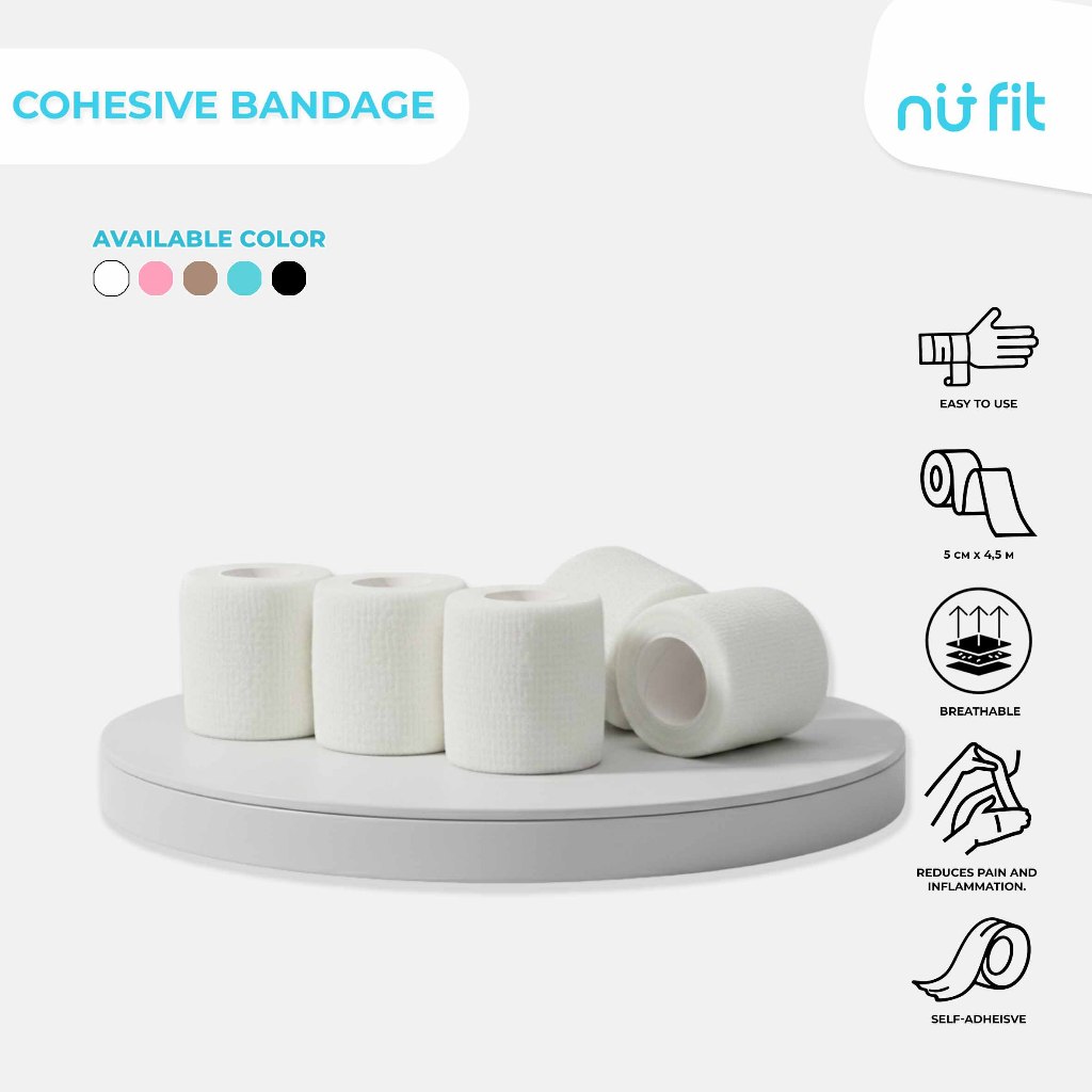 NU - FIT - Cohesive Bandages 5cm x 4,5M - Perban Elastis - Wristape Perban Elastis Perban Berperekat
