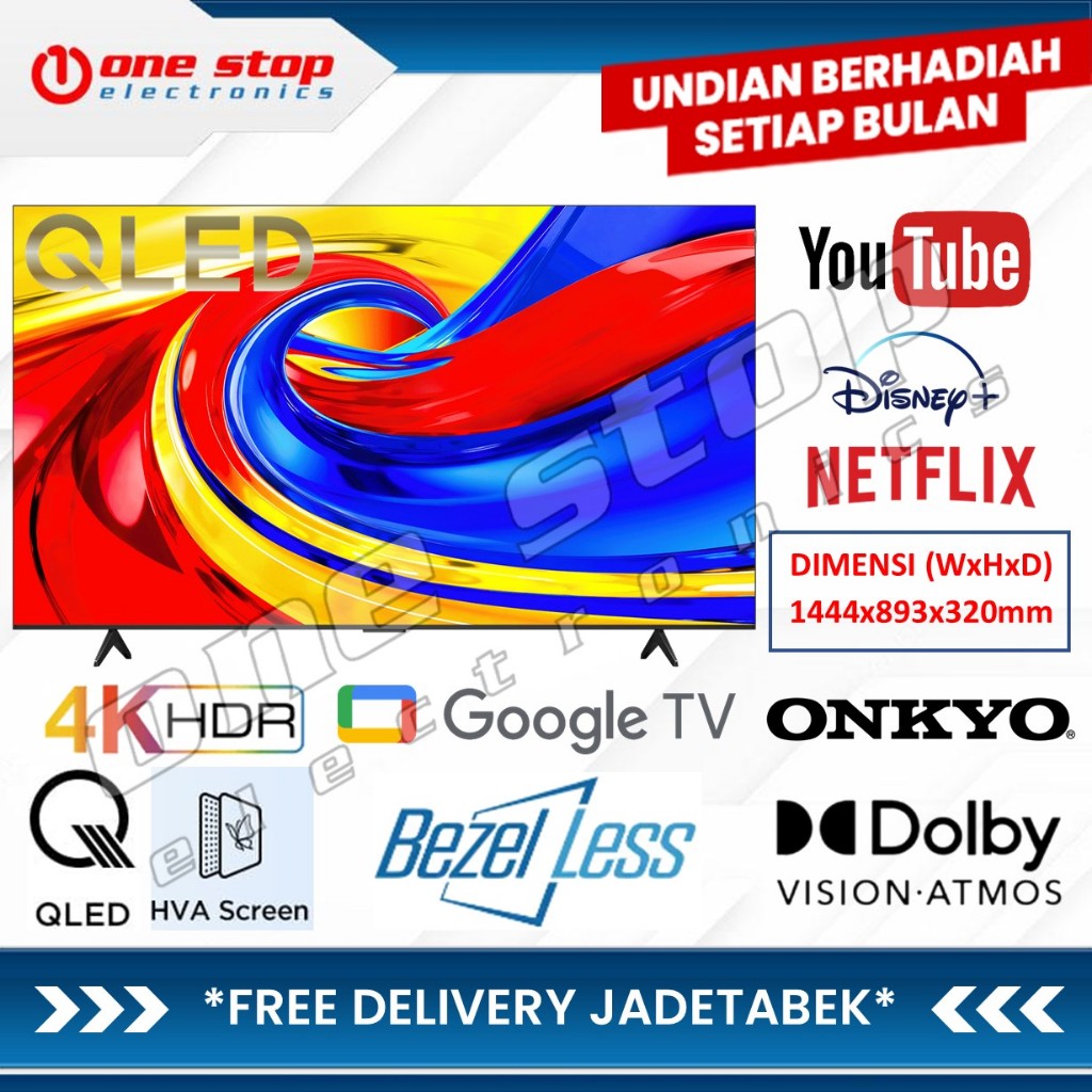 TCL 65P7L / P7L Premium QLED 4K UHD Smart Google TV 65 Inch | ONKYO 2.0CH - Dolby Vision & Atmos - T