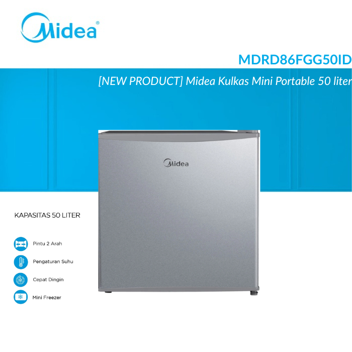 [NEW PRODUCT] Midea Kulkas Mini Portable MDRD86FGG50ID 50L