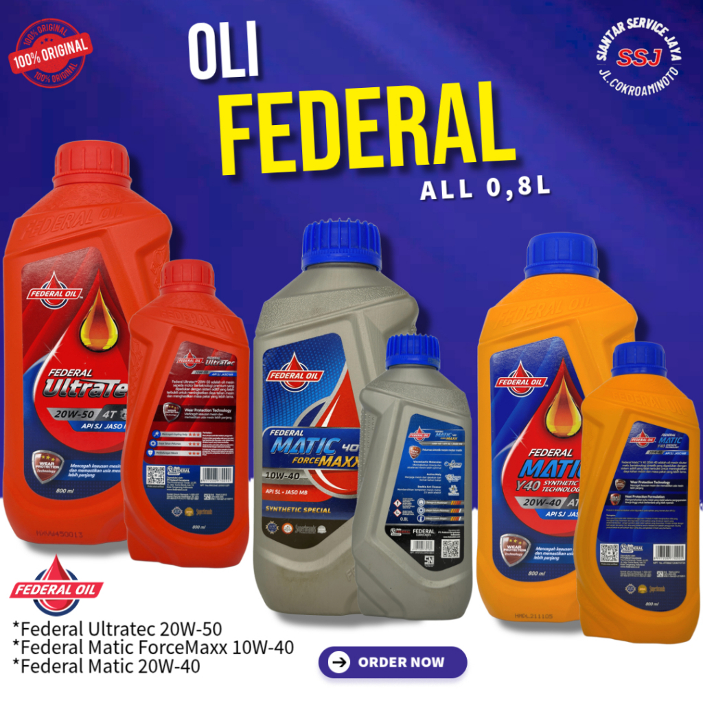 Oli Federal Ultratec, Matic Forcemaxx, Federal Matic Y40 Orange (800ml) Asli 100% FEDERAL