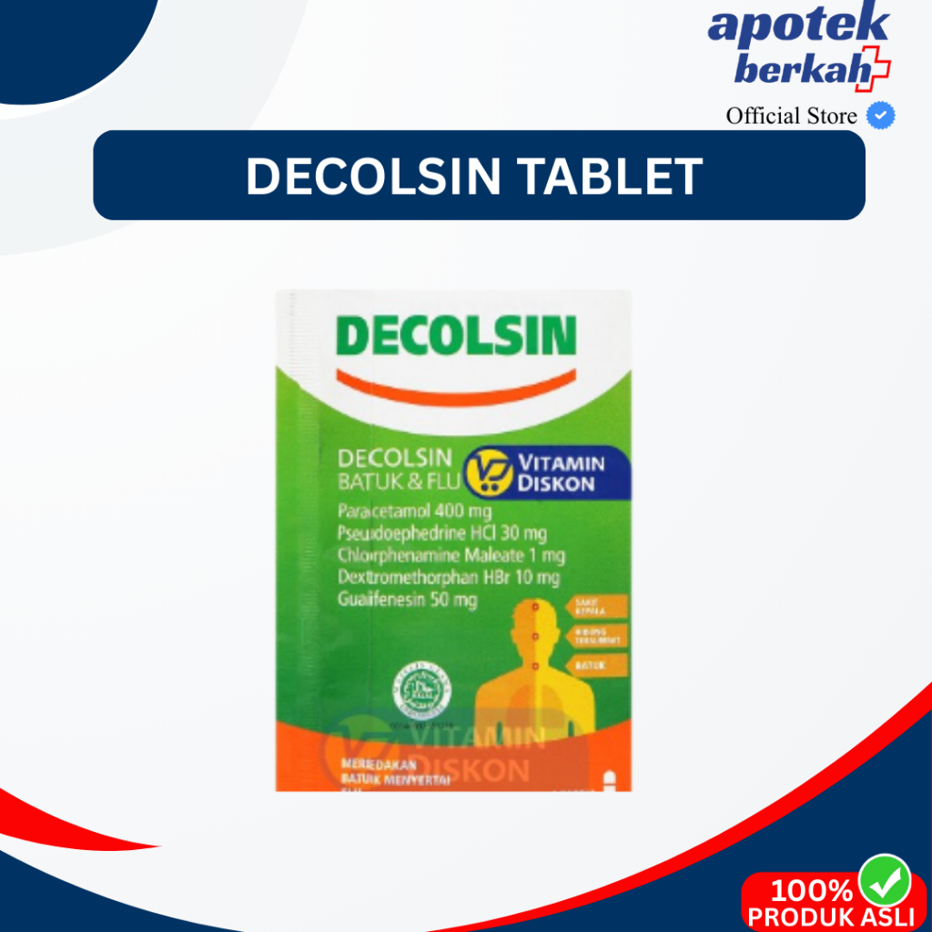 Decolsin 4 Kapsul - Obat Flu dan Demam dengan Paracetamol, Chlorpheniramine, Dextromethorphan